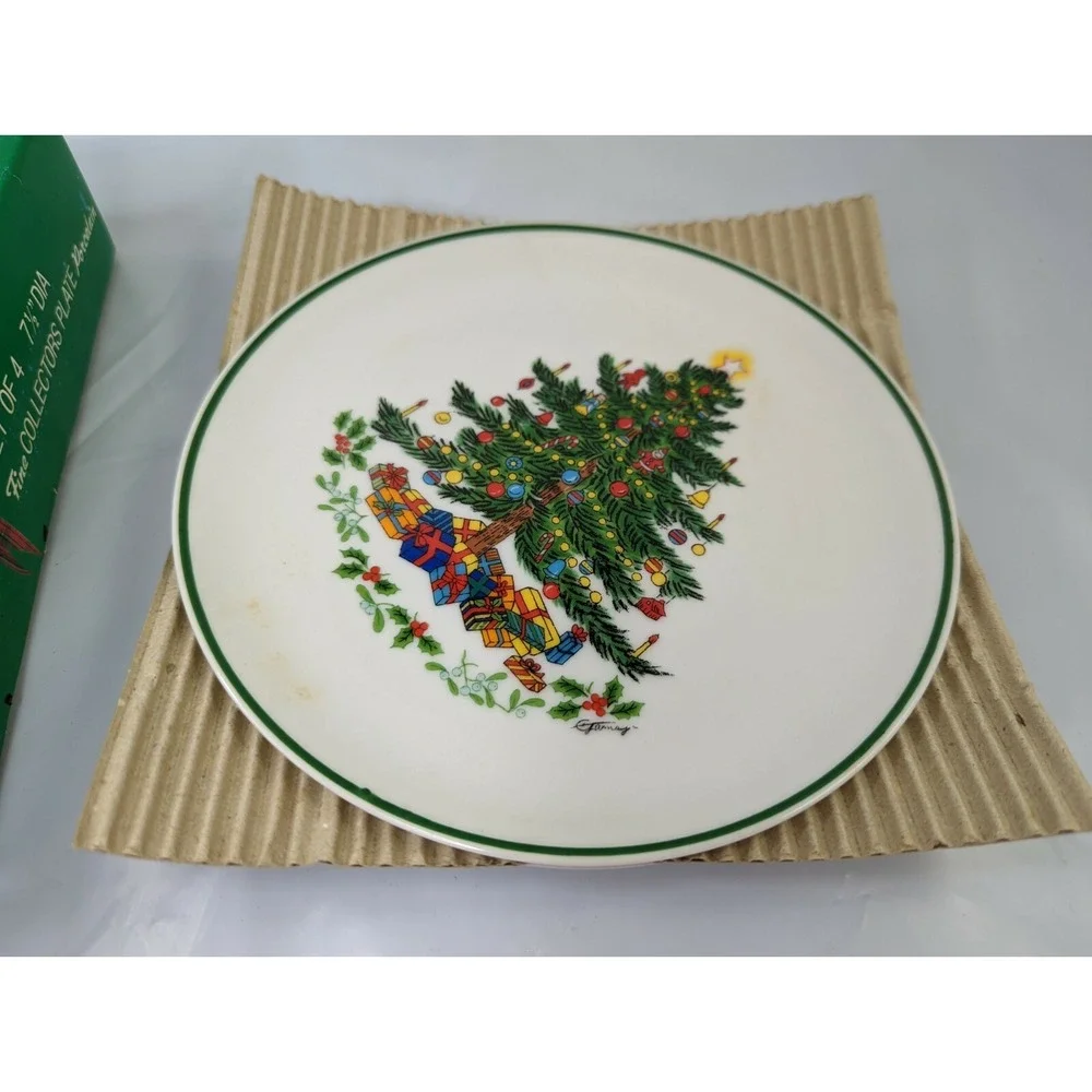 Christmas Tree Gifts Plate 7.5 Inch Lot‎ of 4 Artmark 1986